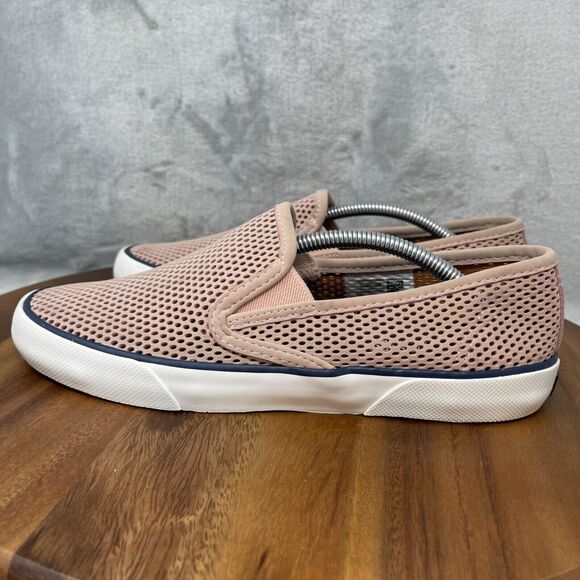 Sperry Sneakers Womens 8 Pink Pier Side Perforated Leather Slip On Boat Shoes - Picture 5 of 16